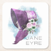 Jane Eyre Bonnet Flowers Paarse en Blauw Kartonnen Onderzetters (Voorkant)