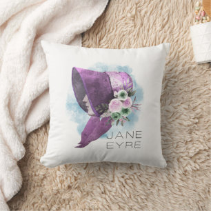 Jane Eyre Bonnet Flowers Paarse en Blauw Kussen