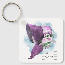 Jane Eyre Bonnet Flowers Paarse en Blauw Sleutelhanger