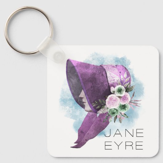 Jane Eyre Bonnet Flowers Paarse en Blauw Sleutelhanger (Voorkant)