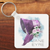 Jane Eyre Bonnet Flowers Paarse en Blauw Sleutelhanger (Voorkant)