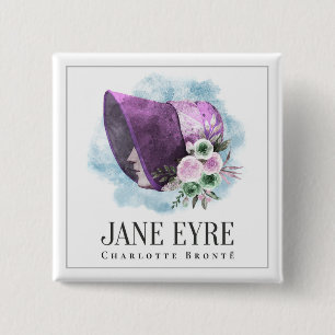 Jane Eyre Bonnet Paarse Bonnet en Bloemen Vierkante Button 5,1 Cm