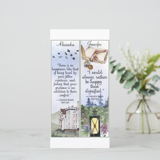 Jane Eyre Bronte Citaten Boek Lezer Cadeau Boekmer Kaart (Staand voorkant)