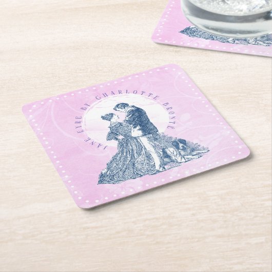 Jane Eyre en Edward Rochester met Pilot Pink Kartonnen Onderzetters (Schuin)