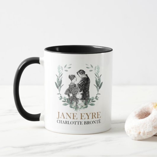 Jane Eyre en Edward Rochester met Wreath Mok (Met donut)