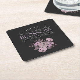 Jane Eyre - Geen overgangsbloesem - Rozen op zwart Kartonnen Onderzetters