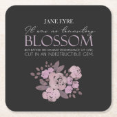Jane Eyre - Geen overgangsbloesem - Rozen op zwart Kartonnen Onderzetters (Voorkant)