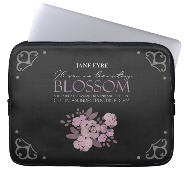 Jane Eyre - Geen overgangsbloesem - Rozen op zwart Laptop Sleeve (Voorkant)