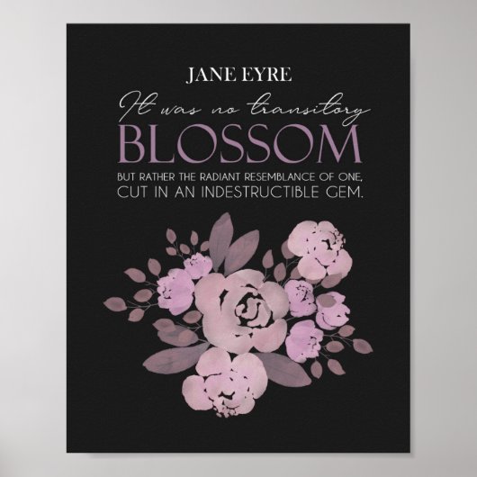 Jane Eyre - Geen overgangsbloesem - Rozen op zwart Poster (Voorkant)