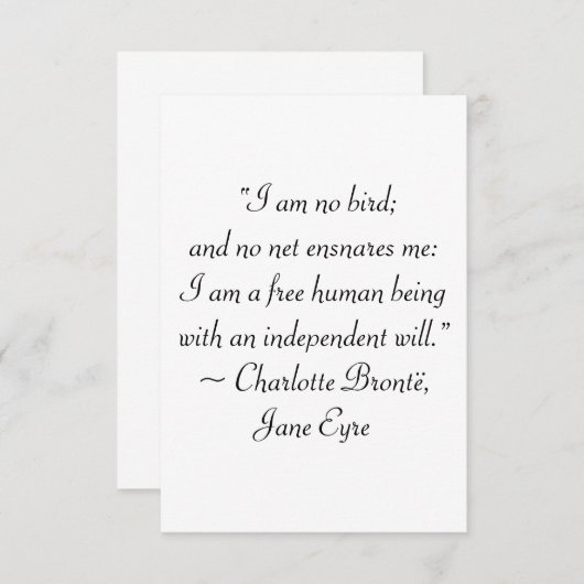 Jane Eyre I Am No Bird Quote Bedankkaart (Voorkant / Achterkant)