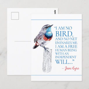 Jane Eyre - ik ben geen vogel - Blauwe gekleurde v Briefkaart