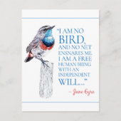 Jane Eyre - ik ben geen vogel - Blauwe gekleurde v Briefkaart (Voorkant)