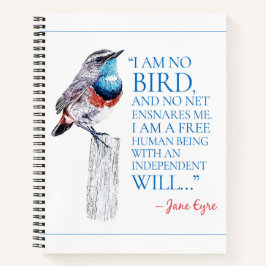 Jane Eyre - ik ben geen vogel - Blauwe gekleurde v Notitieboek