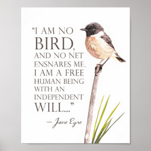 Jane Eyre - ik ben geen vogel - bruine vogel Poster