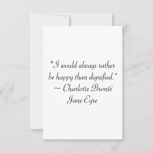 Jane Eyre is eerder gelukkig dan het Dignified Quo Bedankkaart (Voorkant)