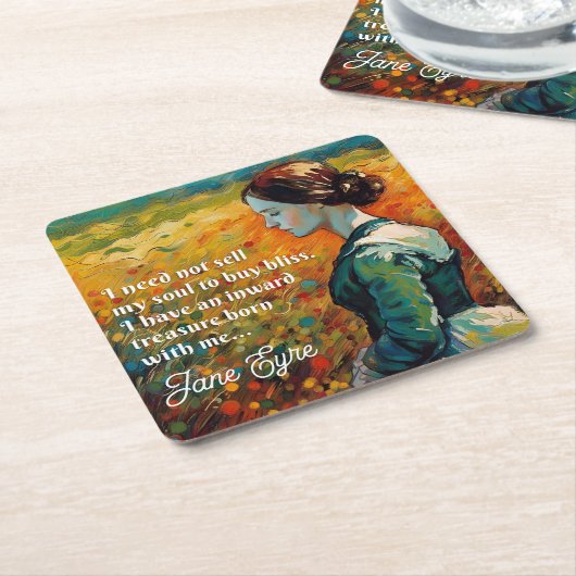 Jane Eyre Quote Monet stijl schilderij Kartonnen Onderzetters (Schuin)