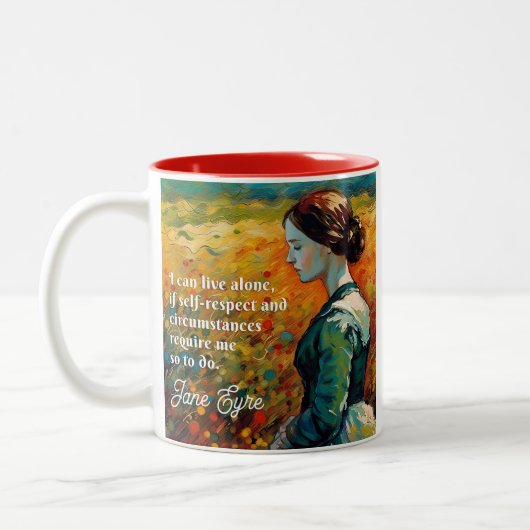 Jane Eyre Quote Monet stijl schilderij Tweekleurige Koffiemok (Links)