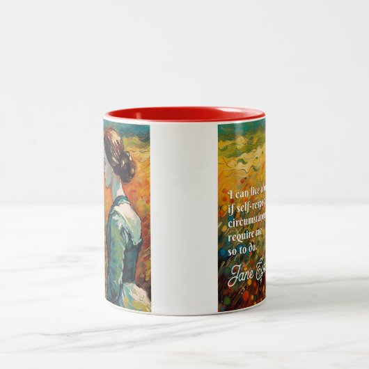 Jane Eyre Quote Monet stijl schilderij Tweekleurige Koffiemok (Center)