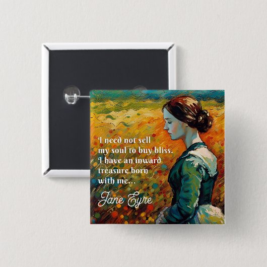 Jane Eyre Quote Monet stijl schilderij Vierkante Button 5,1 Cm (Voorkant /achterkant)