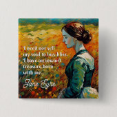 Jane Eyre Quote Monet stijl schilderij Vierkante Button 5,1 Cm (Voorkant)