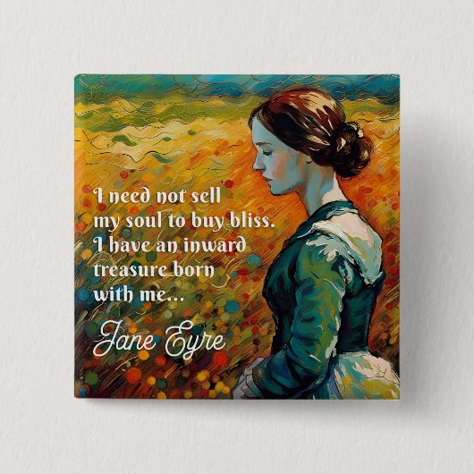 Jane Eyre Quote Monet stijl schilderij Vierkante Button 5,1 Cm (Voorkant)