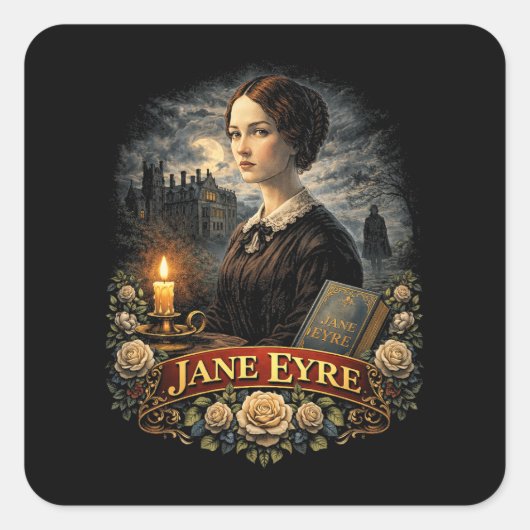 Jane Eyre Vierkante Sticker (Voorkant)