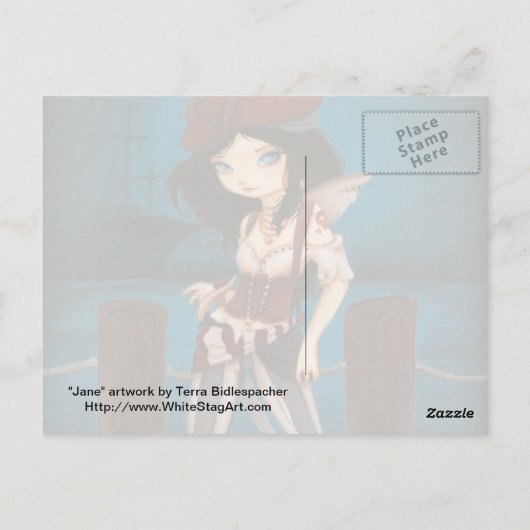 Jane - fantasy Fairy Pirate-postkaart Briefkaart (Achterkant)