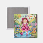 Jane ~ Happy Birthday ~Doll Robot Elephant Teddy~  Magneet (Voorkant / Achterkant)