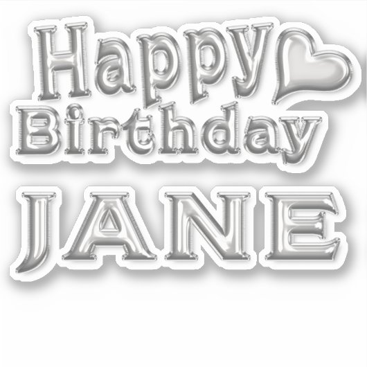Jane Happy Birthday silver Aufkleber Sticker (Voorkant)