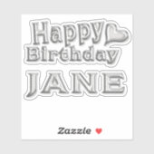 Jane Happy Birthday silver Aufkleber Sticker (Vel)
