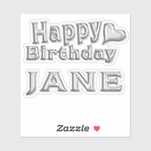 Jane Happy Birthday silver Aufkleber Sticker (Vel)
