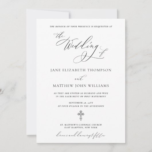Jane Katholieke Trouwuitnodiging met RSVP Kaart (Voorkant)