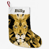 Jane Lyon Cool Geometrische Leeuwenkop Kleine Kerstsok (Voorkant)