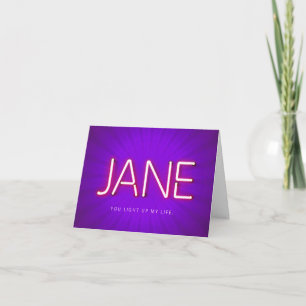 Jane Naam in Glanzende Neonlichten Kaart