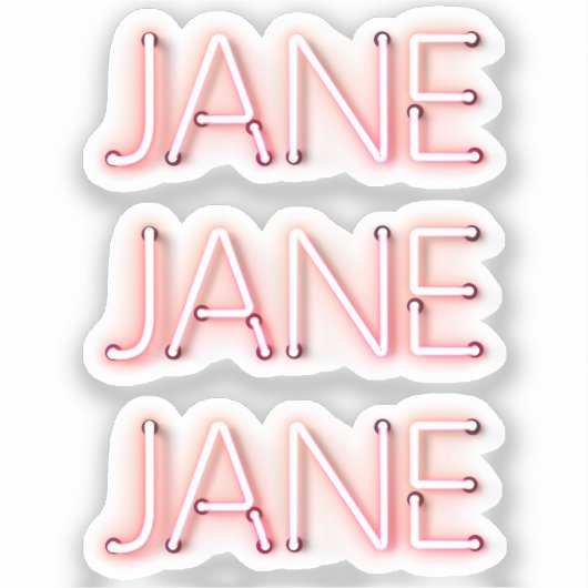 Jane Name in Ggloed Neon Lights x3 Sticker (Voorkant)