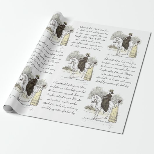 Jane on Horseback - Jane Austen Pride & Prejudice Cadeaupapier (Uitgerold)