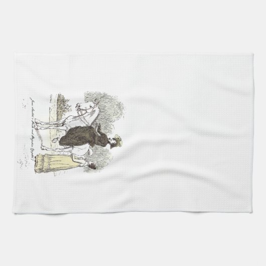 Jane on Horseback - Jane Austen Pride & Prejudice Theedoek (Horizontaal)