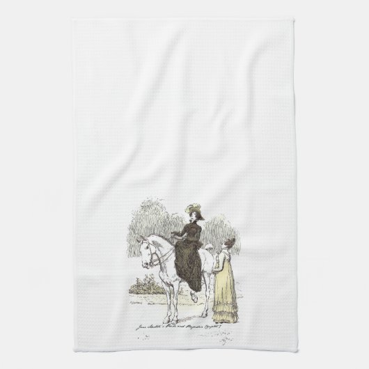 Jane on Horseback - Jane Austen Pride & Prejudice Theedoek (Verticaal)