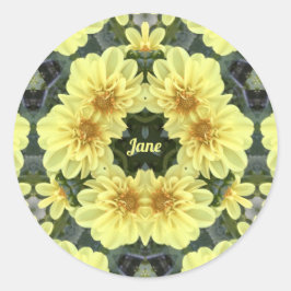 JANE ~ PAASDAHLIA'S GEEL RELIGIEUS ~ RONDE STICKER