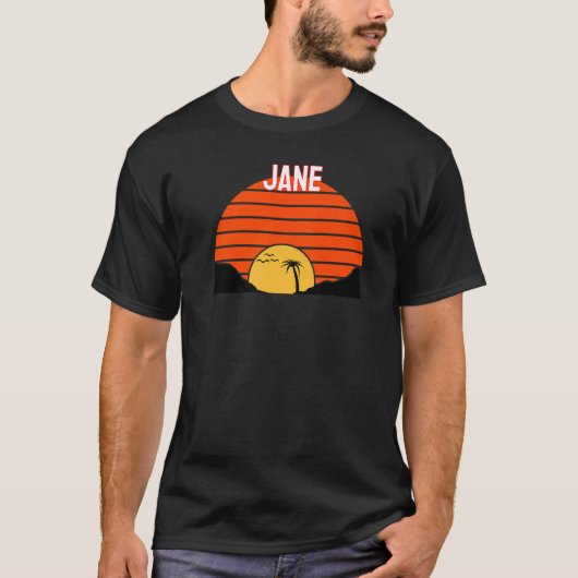 Jane Palm Tree Sunset Retro  Sand Dunes T-shirt (Voorkant)