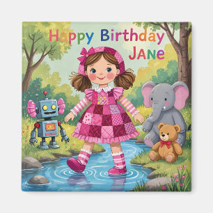 JANE ~ VERJAARDAG Schattig meisje Olifant Robot Te Magneet