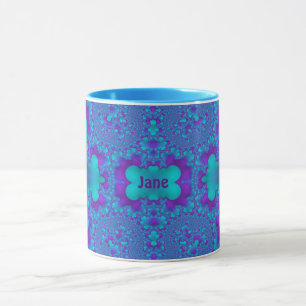 JANE ~ Zany 3D Fractal ~ Blue en Paarse Mok