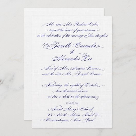 Janelle bruiloft-uitnodiging kaart (Voorkant / Achterkant)