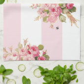 Jane's Rose Bouquet peony stripe keukenhanddoek (Gevouwen)