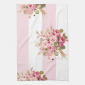 Jane's Rose Bouquet peony stripe keukenhanddoek (Verticaal)