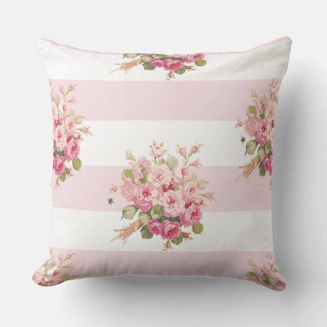 Jane's Rose Bouquet peony stripe outdoorkussen Buitenkussen (Voorkant)