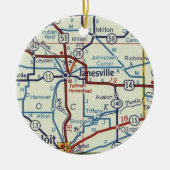 Janesville WI  Map Keramisch Ornament (Voorkant)