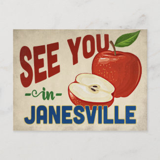 Janesville Wisconsin Apple - Vintage Travel Briefkaart