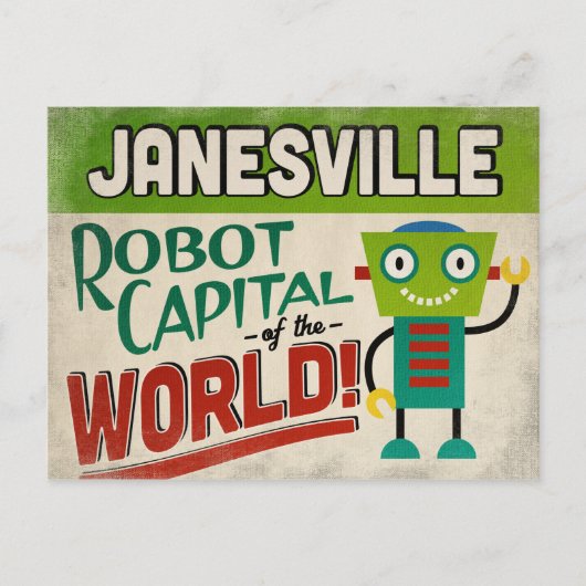 Janesville Wisconsin Robot - Funny  Briefkaart (Voorkant)