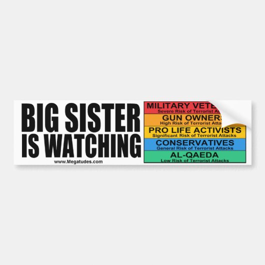 Janet "Big Sister" Napolitano kijkt uit Bumpersticker (Voorkant)